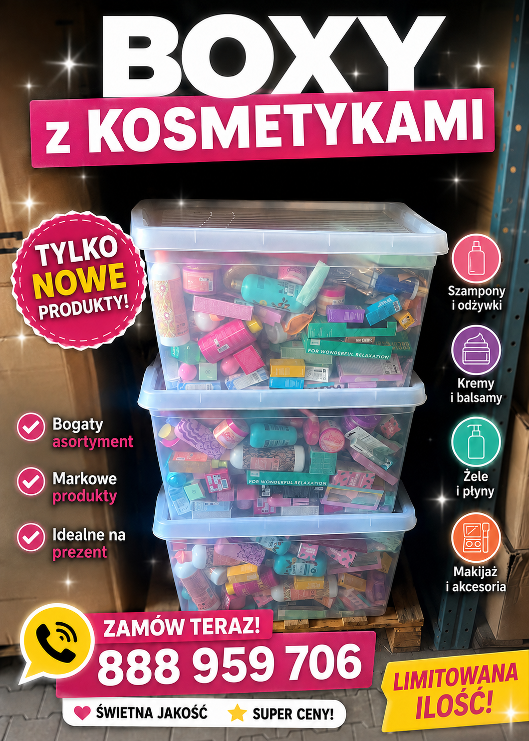 Box z kosmetykami chemią gospodarczą – tylko nowe produkty, kategoria A Boxy